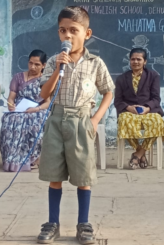 देहू गांधी जयंतीनिमित्त न्यू इंग्लिश स्कूलमध्ये विविध उपक्रमाचे आयोजन